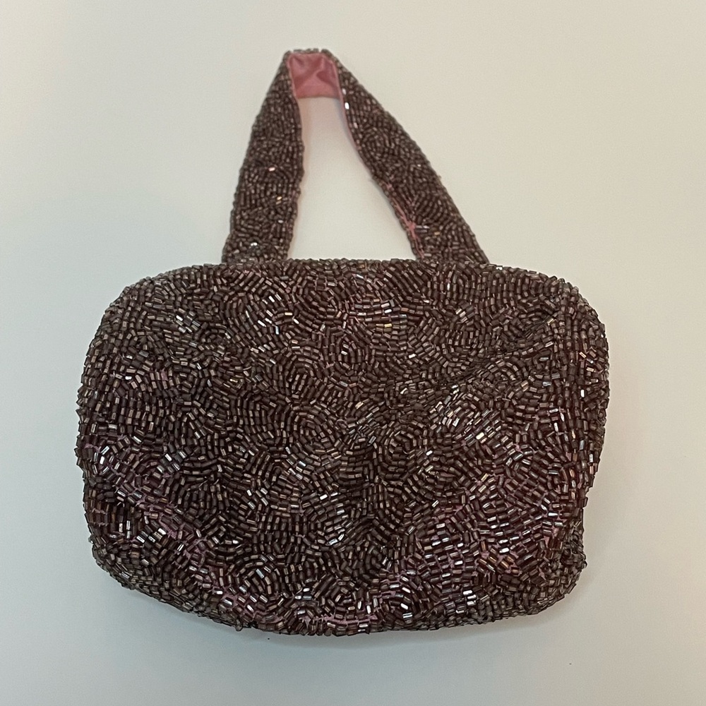 Valerie Stevens Beaded Cocktail Clutch with Pink Satin Lining - Picture 3 of 5